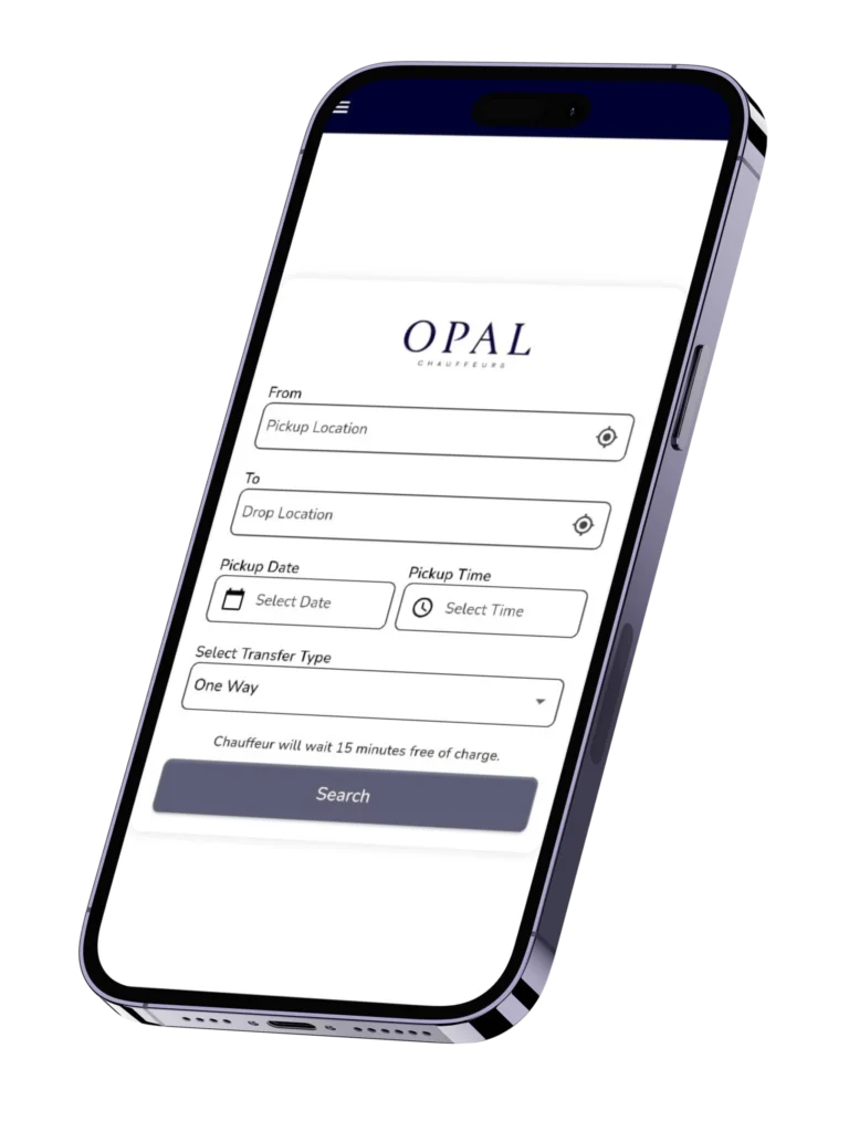 opal chauffeurs app screen